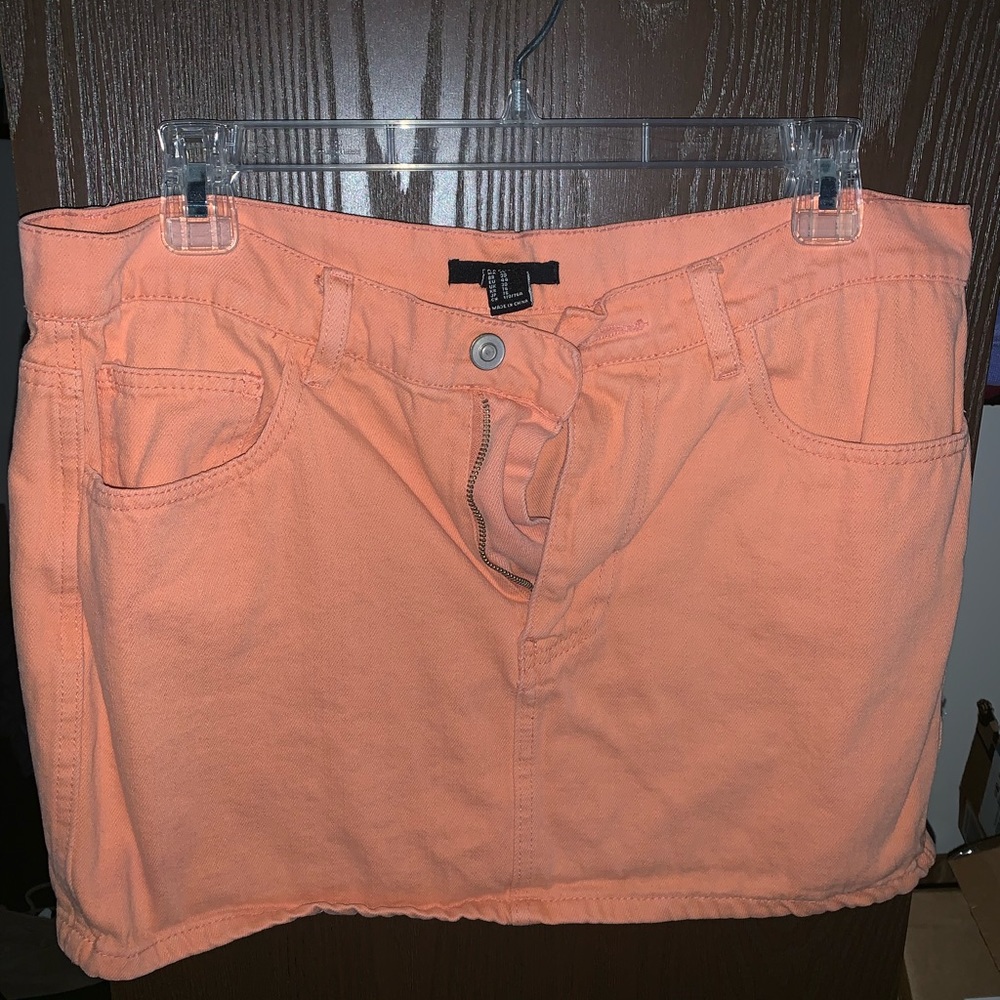 Coral jean skirt